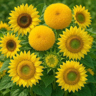 Girasole - Nano Miscuglio - Composizione floreale ornamentale a crescita bassa - Helianthus annuus - Busta Gigante - 1 kg
