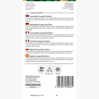 Cetriolo - Longo Da China - Varietà da insalata di media precocità