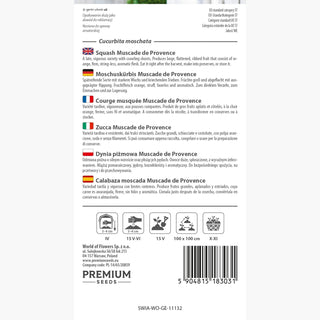 Zucca - Muscade de Provence - Sapore dolce, alta produttività, forma del frutto originale - Cucurbita moschata