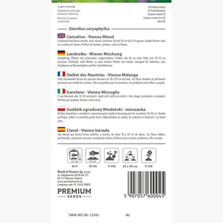 Garofano - Vienna Miscuglio - Miscela resistente all’estate, Fiori su steli robusti - Dianthus caryophyllus