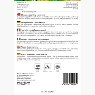 Fagiolo rampicante Supermarconi - Baccelli verdi intensi, saporiti. perfetti per congelare!