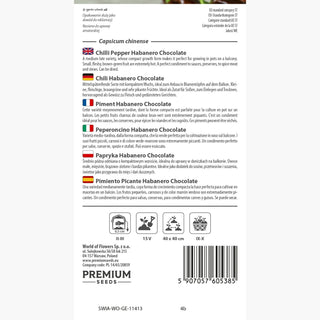 Peperoncino - Habanero Chocolate - Molto piccante, affumicato, sapore fruttato