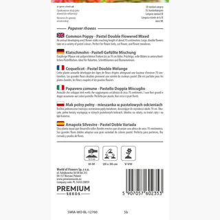 Papavero comune - Pastello Doppia Miscuglio - Colori delicati e fiori rigogliosi - Papaver rhoeas