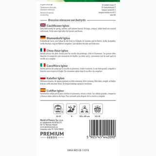 Cavolfiore Igloo - Qualità eccezionale e grandi teste sode - Brassica oleracea var. botrytis