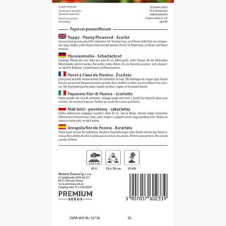 Papavero Fior di Peonia - Scarlatto - Papavero dai petali pieni e rossi - Papaver paeoniflorum