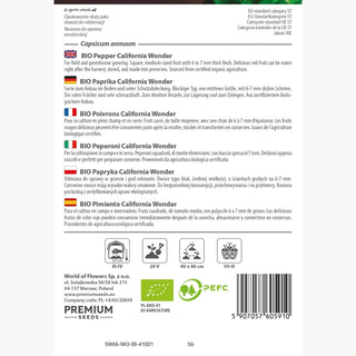 BIO Peperoni - California Wonder - Peperone dolce per griglia e insalate